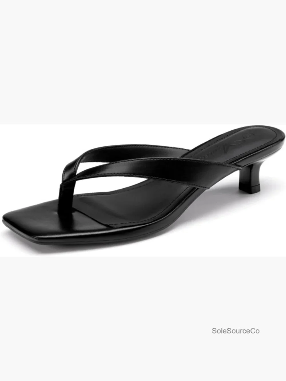 Kitten Heels Flip Flops Square Toe Low Heels Slip On Comfortable Thong Sandals